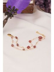 L'Atelier de Gaia Pozłacana bransoletka z kwarcami różowymi rozmiar: onesize. Różowe bransoletki damskie L'Atelier de Gaia, pozłacane. Za 43.95 zł.