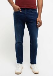 MĘSKIE SPODNIE JEANSOWE MUSTANG ORLANDO SLIM DENIM BLUE 1014252 5000 883. Niebieskie spodnie materiałowe męskie Mustang, bez wzorów, z denimu. Za 219.99 zł.