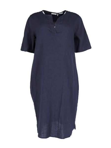 Gerry Weber Lniana sukienka w kolorze granatowym rozmiar: 36. Niebieskie sukienki damskie Gerry Weber, bez wzorów, ze lnu, bez kołnierzyka, bez ramiączek, midi. Za 161.73 zł.