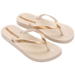 Japonki Ipanema Anat Connect Ii 83648 BD708 beżowy. Brązowe klapki damskie bez wzorów, z materiału, bez obcasa. Za 134.03 zł.
