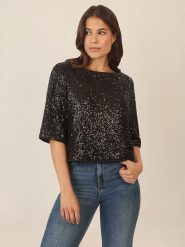 APART Bluzka w kolorze czarnym rozmiar: 38. Czarne bluzki damskie Apart, bez wzorów, bez kołnierzyka, bez ramiączek. Za 187.52 zł.