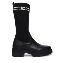 Botki Elisabetta Franchi. Czarne botki damskie Elisabetta Franchi, bez obcasa, na płaskiej podeszwie, bez zapięcia. Za 1,164.00 zł.