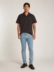 CALVIN KLEIN JEANS Koszulka polo w kolorze czarnym rozmiar: S. Czarne koszulki polo męskie Calvin Klein Jeans, s, bez wzorów, z bawełny, bez ramiączek. Za 149.31 zł.
