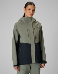 4F Kurtka trekkingowa membrana 10000 damska - khaki L. Brązowe kurtki damskie 4f, l, bez wzorów, bez kaptura. Za 399.99 zł.