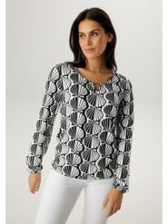 Aniston Koszulka w kolorze biało-czarnym rozmiar: 42. Białe bluzki damskie Aniston, bez wzorów, bez kołnierzyka. Za 126.99 zł.