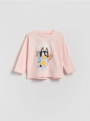 Koszulka Bluey - pastelowy róż. Czerwone koszulki dziewczęce Reserved, m, bez wzorów, z bawełny, bez ramiączek. Za 45.99 zł.