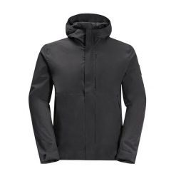 Kurtka przeciwdeszczowa męska Jack Wolfskin Mainkai. Czarne kurtki męskie Jack Wolfskin, m, bez wzorów, sportowe, bez kaptura. Za 399.99 zł.