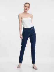 Orsay Dżinsy - Slim fit - w kolorze granatowym rozmiar: 38. Niebieskie jeansy damskie ORSAY, z podwyższonym stanem. Za 83.42 zł.