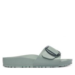 Klapki Birkenstock. Zielone klapki damskie Birkenstock, bez wzorów, bez obcasa. Za 229.99 zł.