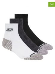 Skechers Skarpety (3 pary) w kolorze antracytowo-czarno-białym rozmiar: 43-46. Białe skarpetki męskie Skechers, bez wzorów, ze splotem. Za 21.99 zł.
