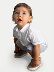 Mayoral Komplet koszula i szorty materiałowe 1225 Błękitny Regular Fit. Niebieskie koszule chłopięce Mayoral, bez wzorów, z bawełny, bez kołnierzyka, bez ramiączek. Za 169.99 zł.