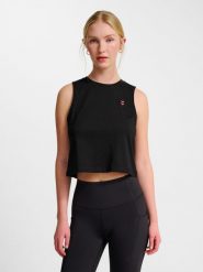 Damski tank top Hummel Hiit. Czarne topy sportowe damskie HUMMEL, xl, bez wzorów, z bawełny, bez ramiączek. Za 104.00 zł.
