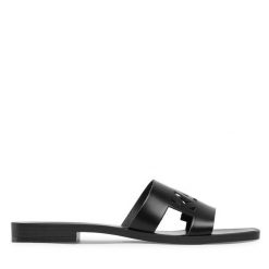 Klapki KARL LAGERFELD. Czarne klapki damskie Karl Lagerfeld, bez wzorów, bez obcasa. Za 229.99 zł.
