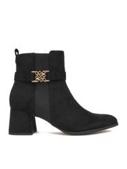 Nine West Botki CEO-NIBAL-01 Czarny. Czarne botki damskie Nine West, z materiału, bez obcasa, na słupku, bez zapięcia. Za 289.99 zł.