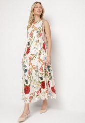 Beżowa Bawełniana Sukienka o Rozkloszowanym Kroju w Kwiatowy Print Iladris. Brązowe sukienki damskie Born2be, na co dzień, m, bez wzorów, z bawełny, eleganckie, bez kołnierzyka, bez ramiączek, maxi, rozkloszowane. Za 159.99 zł.