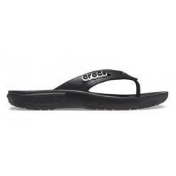 Japonki damskie Crocs Classic Flip. Czarne klapki damskie Crocs, bez wzorów, z materiału, bez obcasa. W wyprzedaży za 164.95 zł.