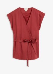 Top w stylu kamizelki z paskiem, z mieszanki wiskozy. Czerwone topy damskie bonprix, bez wzorów, z wiskozy, bez kołnierzyka. Za 142.99 zł.