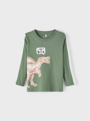 NAME IT Bluzka 13213233 Zielony Regular Fit. Zielone t-shirty chłopięce Name it, bez wzorów, z bawełny, bez ramiączek. Za 69.99 zł.