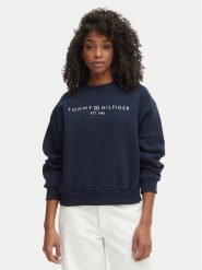 Tommy Hilfiger Bluza WW0WW47831 Granatowy Regular Fit. Niebieskie bluzy bez kaptura damskie Tommy Hilfiger, xs, z syntetyku. Za 409.99 zł.