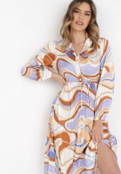 Beżowo-Fioletowa Sukienka Dynaia. Brązowe sukienki damskie Born2be, na imprezę, s, bez wzorów, z materiału, eleganckie, bez kołnierzyka, bez ramiączek, midi, plisowane. W wyprzedaży za 143.99 zł.