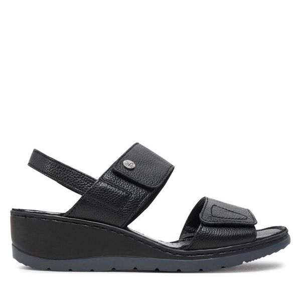 Sandały Caprice. Czarne sandały damskie Caprice, bez wzorów, bez obcasa, na koturnie. Za 219.99 zł.