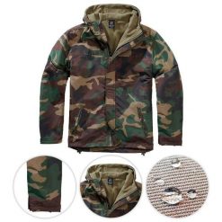 Kurtka turystyczna męska Brandit Frontzip Windbreaker Woodland. Brązowe kurtki męskie Brandit, m, bez wzorów, bez kaptura. Za 347.50 zł.