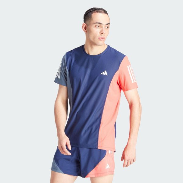 Koszulka Own The Run Colorblock. Czerwone t-shirty sportowe męskie Adidas, s, z materiału, bez ramiączek, do biegania. W wyprzedaży za 156.75 zł.