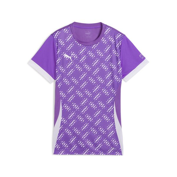 Damska koszulka do padla z grafiką INDIVIDUAL PUMA Purple Glimmer White. Białe bluzki damskie Puma, l, bez wzorów, sportowe, bez kołnierzyka, bez ramiączek. W wyprzedaży za 118.90 zł.