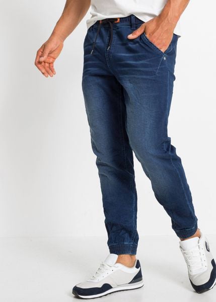 Dżinsy dresowe z gumką w talii, Regular Fit Straight. Niebieskie jeansy męskie bonprix. Za 159.99 zł.