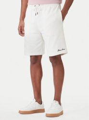 Guess Jeans Szorty sportowe M6GD49 KCPR1 Biały Regular Fit. Białe szorty męskie Guess Jeans, z aplikacjami, z bawełny, sportowe. Za 299.99 zł.