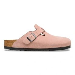 BIRKENSTOCK Boston LEVE Pink Clay Klapki damskie. Czerwone klapki damskie Birkenstock, bez wzorów, ze skóry, bez obcasa. Za 669.00 zł.
