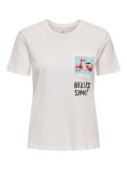 ONLY Koszulka w kolorze białym rozmiar: XS. Białe bluzki damskie Only, xs, bez wzorów, z bawełny, bez kołnierzyka, bez ramiączek. Za 48.05 zł.