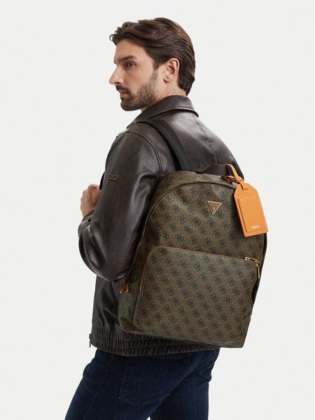 Guess Plecak podróżny HMMIII P6219 Brązowy ciemny. Brązowe plecaki męskie Guess, z aplikacjami, ze skóry. Za 499.99 zł.