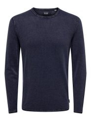 ONLY & SONS Sweter "Garson" w kolorze granatowym rozmiar: XXL. Niebieskie swetry męskie Only & Sons, xxl, bez wzorów, z bawełny, bez kołnierzyka. Za 127.45 zł.