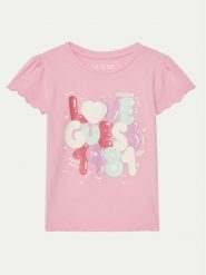 Guess T-Shirt K5GI15K6YW4 Różowy Regular Fit. Czerwone koszulki dziewczęce Guess, z aplikacjami, z bawełny, bez ramiączek. Za 49.99 zł.