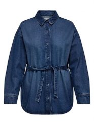 ONLY Bluzka dżinsowa w kolorze granatowym rozmiar: 42. Niebieskie bluzki damskie Only, bez wzorów, z tkaniny, bez kołnierzyka, bez ramiączek. Za 99.80 zł.