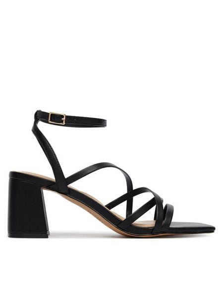 Aldo Sandały Esther 14039516 Czarny. Czarne sandały damskie Aldo, bez wzorów, ze skóry, bez obcasa, na słupku. Za 359.99 zł.