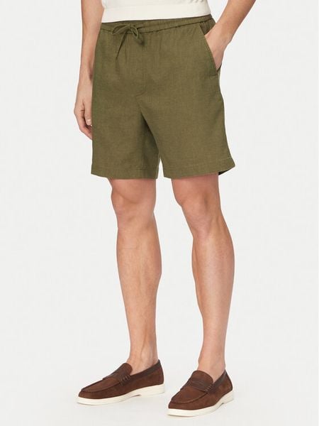 Tommy Hilfiger Szorty materiałowe Dover MW0MW44356 Zielony ciemny Regular Fit. Zielone szorty męskie Tommy Hilfiger, bez wzorów, ze lnu. Za 331.99 zł.