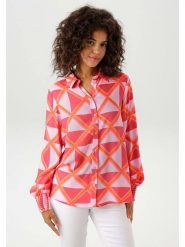 Aniston Bluzka w kolorze czerwono-pomarańczwo-jasnoróżowym rozmiar: 46. Czerwone bluzki damskie Aniston, bez wzorów, z wiskozy, bez kołnierzyka, bez ramiączek. Za 96.45 zł.