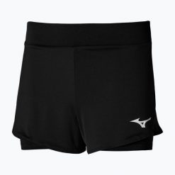 Spodenki tenisowe damskie Mizuno Flex Short. Czarne szorty damskie Mizuno, bez wzorów, sportowe. Za 77.99 zł.