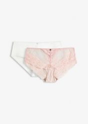 Figi panty z bezszwowym tyłem (2 pary). Czerwone figi damskie bonprix, bez wzorów. Za 67.99 zł.