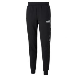 Męskie spodnie dresowe Essentials+ Tape PUMA Black. Czarne spodnie dresowe męskie Puma, z dresówki. Za 247.00 zł.
