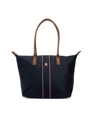 Tommy Hilfiger Torebka Popette Tote Corp AW0AW17706 Granatowy. Niebieskie torebki klasyczne damskie Tommy Hilfiger, bez wzorów, z materiału, bez dodatków. Za 449.99 zł.