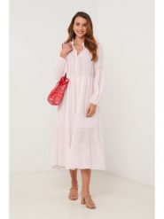 Lin Passion Sukienka w kolorze jasnoróżowym rozmiar: 38/40. Różowe sukienki damskie Lin Passion, bez wzorów, z bawełny, klasyczne, bez kołnierzyka, bez ramiączek, midi. Za 152.99 zł.