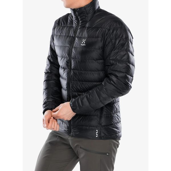 Kurtka puchowa męska Haglofs L.I.M Down Jacket. Czarne kurtki męskie Haglöfs, l, bez wzorów, z puchu, sportowe, bez kaptura. W wyprzedaży za 1,005.65 zł.