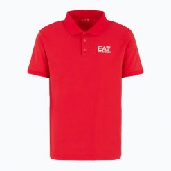 Koszulka męska EA7 Emporio Armani Train Visibility Polo. Czerwone koszulki polo męskie EA7 Emporio Armani, m, bez wzorów, z bawełny, bez ramiączek. Za 359.99 zł.