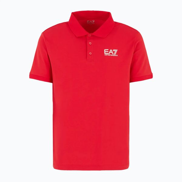 Koszulka męska EA7 Emporio Armani Train Visibility Polo. Czerwone koszulki polo męskie EA7 Emporio Armani, m, bez wzorów, z bawełny, bez ramiączek. Za 359.99 zł.