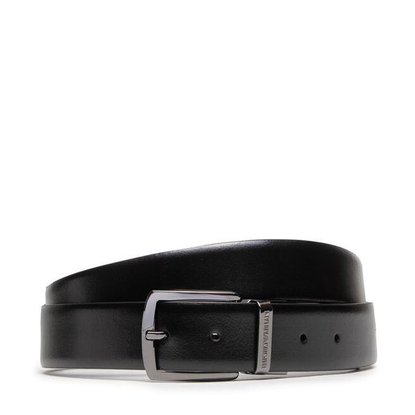 Pasek Męski Emporio Armani. Czarne paski męskie Emporio Armani, bez wzorów. Za 359.99 zł.