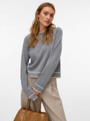 Vero Moda Sweter w kolorze szarym rozmiar: M. Szare swetry klasyczne damskie Vero Moda, m, z materiału, bez kołnierzyka. Za 100.99 zł.