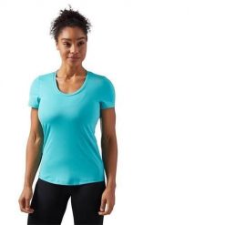 Koszulka treningowa damska Reebok Wor SW Tee. Niebieskie bluzki damskie Reebok, xs, bez wzorów, sportowe, bez kołnierzyka, bez ramiączek. Za 157.00 zł.